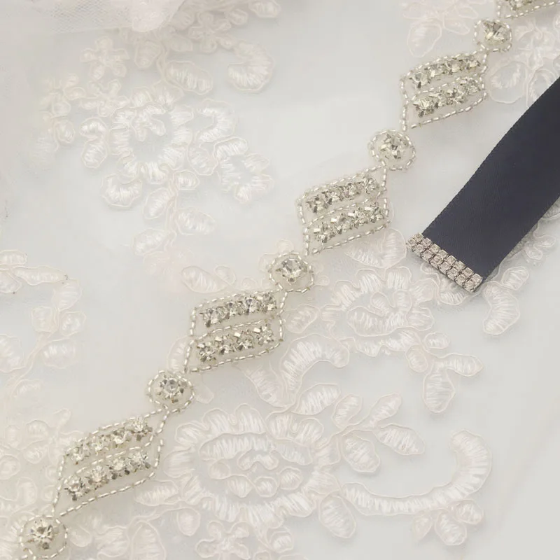 

MissRDress Thin Rhinestones Bridal Wedding Belt Silver Crystal Bridal Belt Hand Beaded Sash Belt For Wedding Accessories JK881