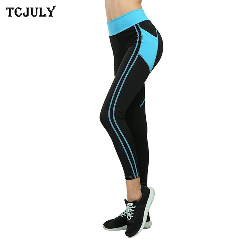 TCJULY New High Waist Push Up Fitness Leggings With Pockets Skinny Flex Stretch Workout Pants Quick Dry Breathable Leggins Women | Женская