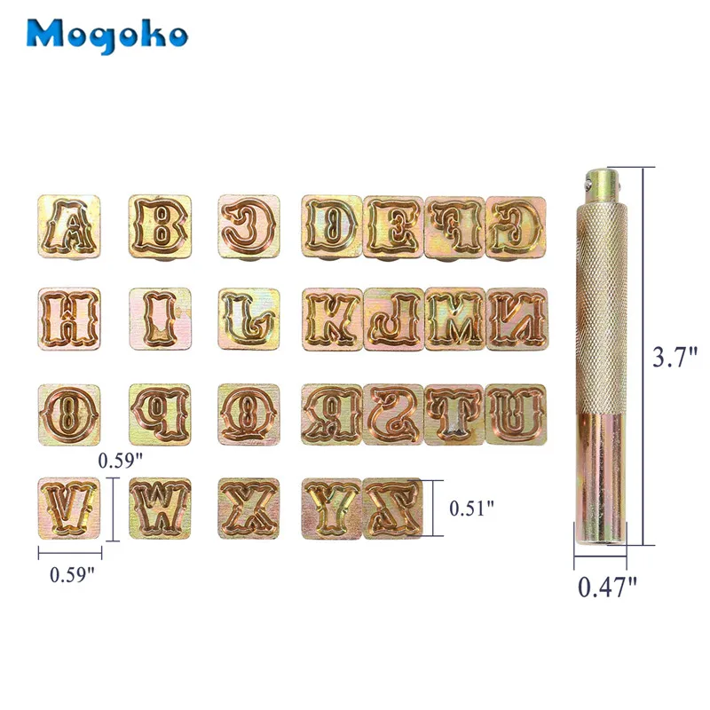 Mogoko Leathercraft металлический Алфавит 13 мм, 26 букв отпечатанный металлический кожаный перфоратор для кожаная поясная сумка шляпа обувь