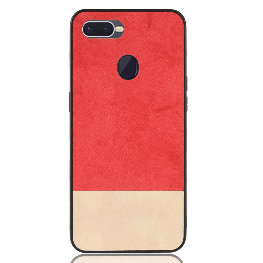 Для OPPO F9 чехол мягкий 3 в 1 ТПУ + ПУ ПК комбинированный контрастный Джинсовый из