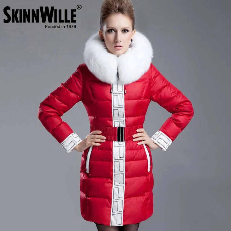 Skinnwille Длинное Пальто Исскуственный Меховой Воротник Одежда Модный Женский 2018