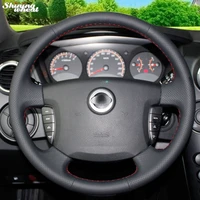 shining wheat hand stitched black leather steering wheel cover for ssangyong actyon kyron