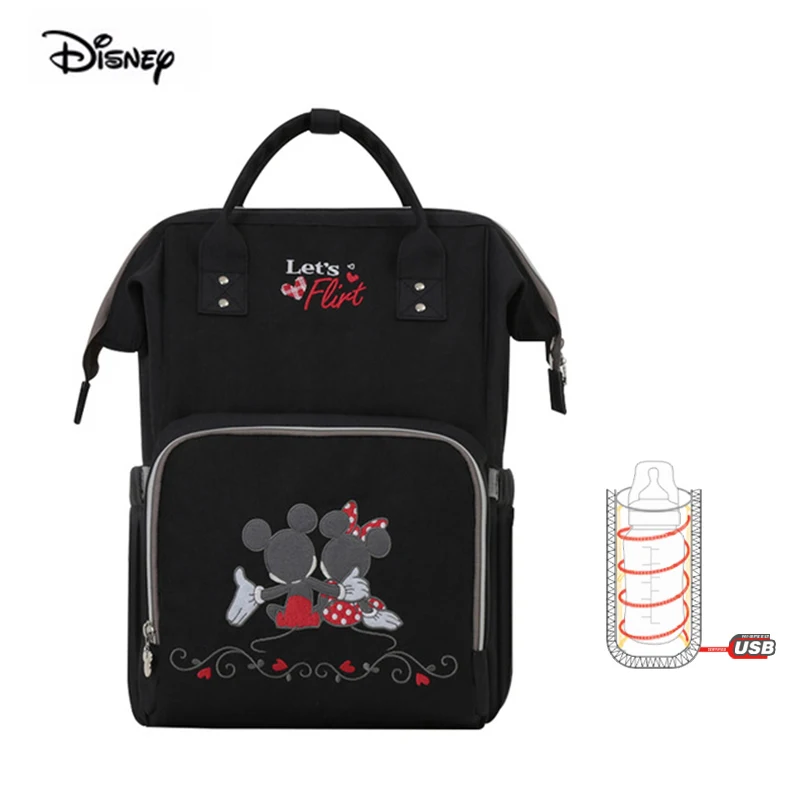 Mickey Minnie Black Дисней Минни детская сумка для мамы водонепроницаемый большой емкости молоко теплоизоляция материнства сумка подгузник рюкзак - Цвет: Mickey Minnie Black