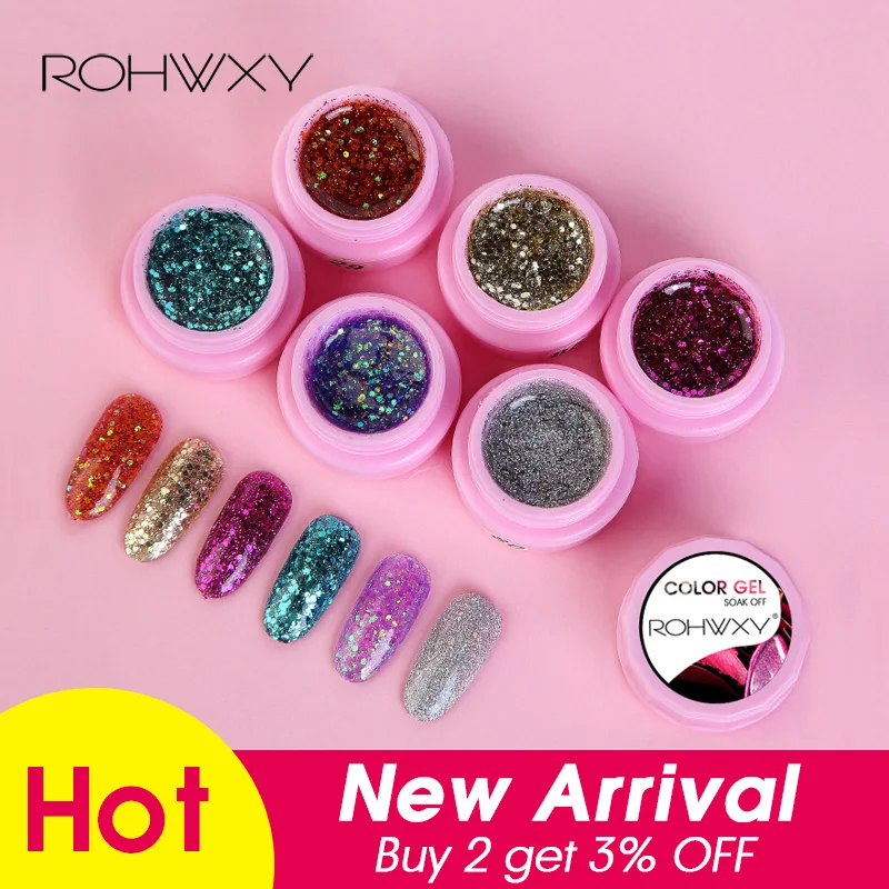 ROHWXY 1 коробка Гель лак для ногтей маникюр 100 цветов УФ гель дизайна отмачиваемый