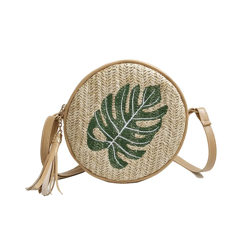 

Woven Rattan Bag Round Straw Shoulder Bag Women Small Beach HandBags Mujer Women Summer Hollow Handmade Messenger Crossbody Bags