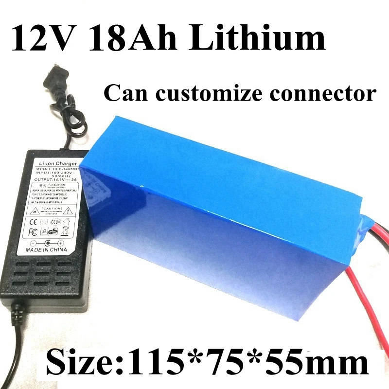 Батарея питания 12v 18Ah 18000mah 12v Dc литий-ионная литиевая упаковка для 200w тележка для гольфа запасная мощность 12 Cctv камера+ 3A зарядное устройство
