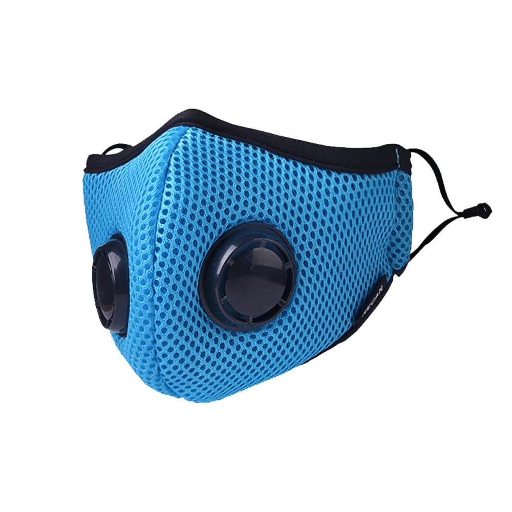 blue Маска для рта и лица против пыли PM2.5 маска теплые пропускающие воздух носки рот маски с двойный фильтр дыхательный клапан один размер для женщин и мужчин - Цвет: blue