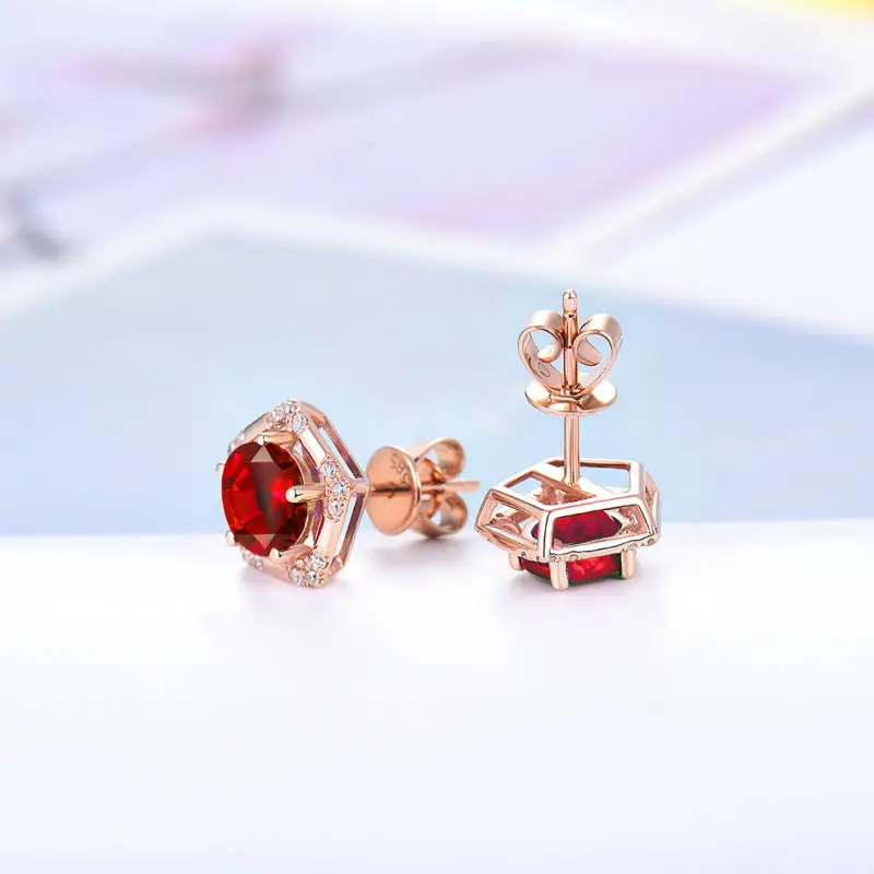 LOVERJEWELRY Твердые 18K розовое золото натуральный рубин Свадебные обещанные серьги