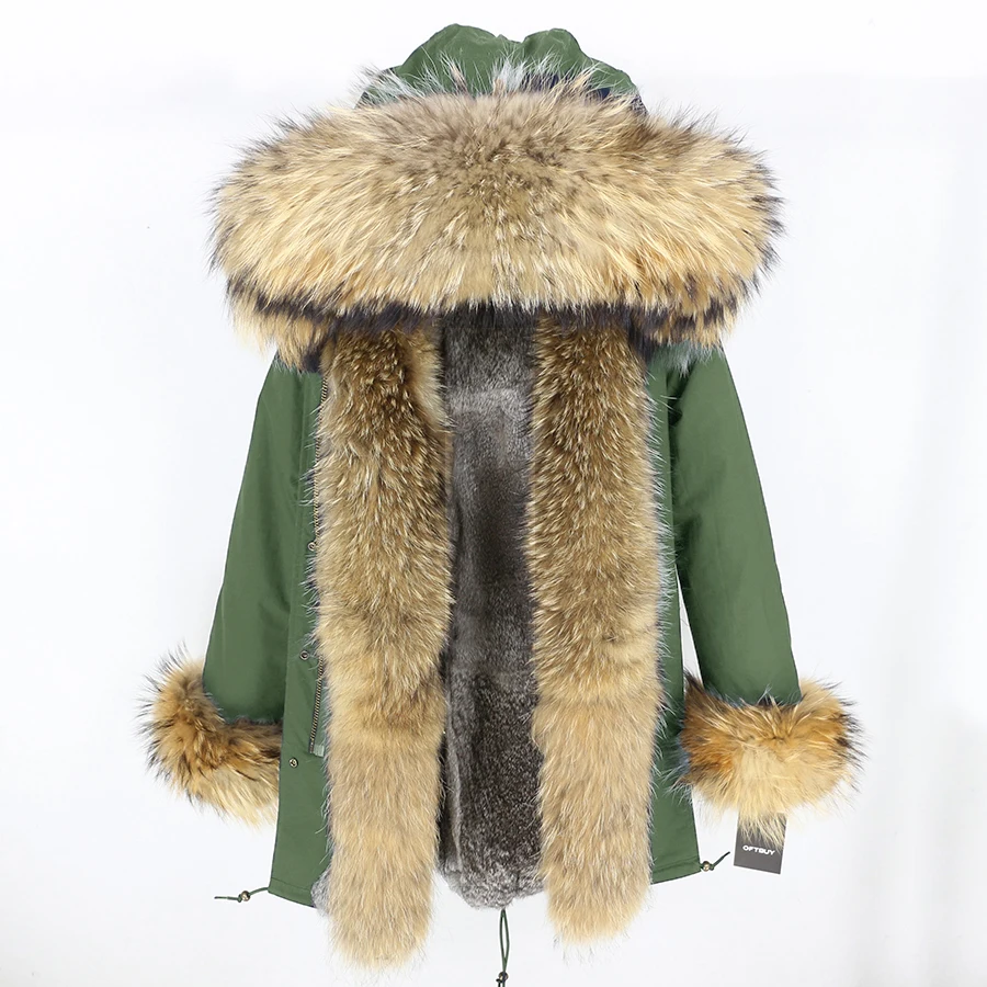 18 OFTBUY, пальто с натуральным мехом, длинная парка, зимняя куртка для женщин, воротник из натурального меха енота, капюшон, подкладка из меха серебристого кролика, уличная одежда, бренд - Цвет: 18
