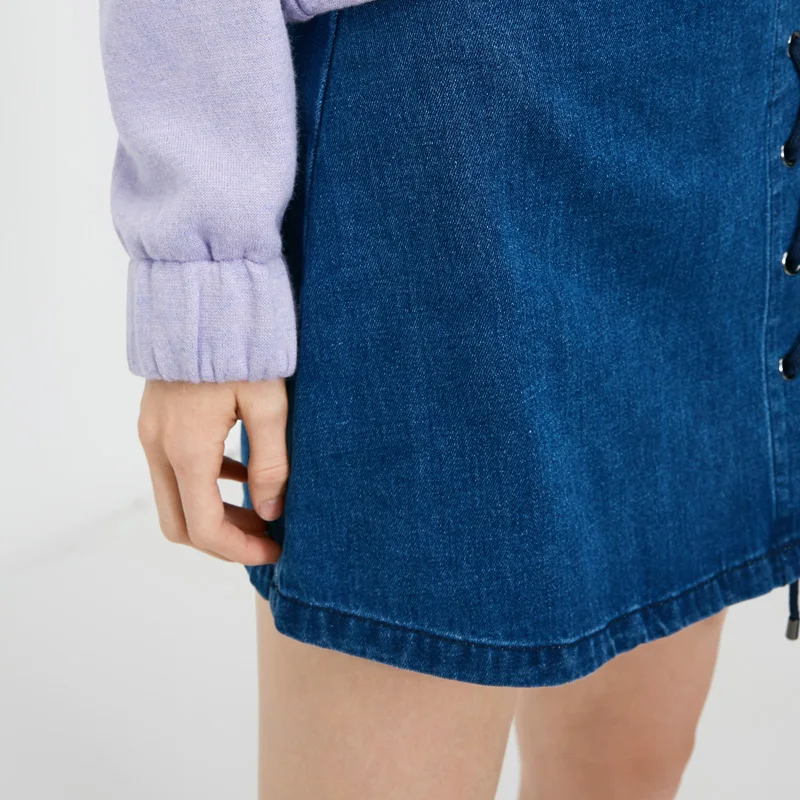 Vero what Moda на шнуровке декоративный хлопок джинсовая юбка | 318343508