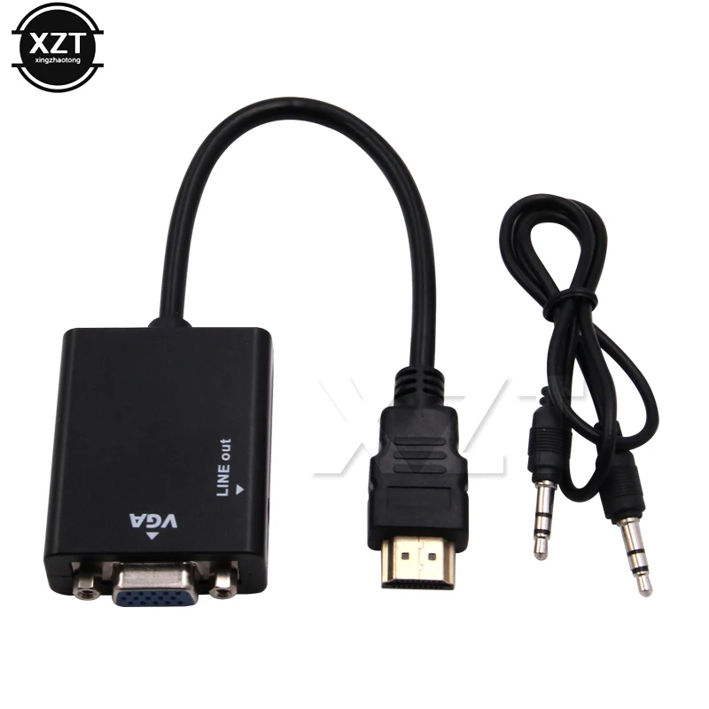 Новый Переходник HDMI VGA папа мама преобразователь с разъемом 3 5 мм аудиокабель Aux