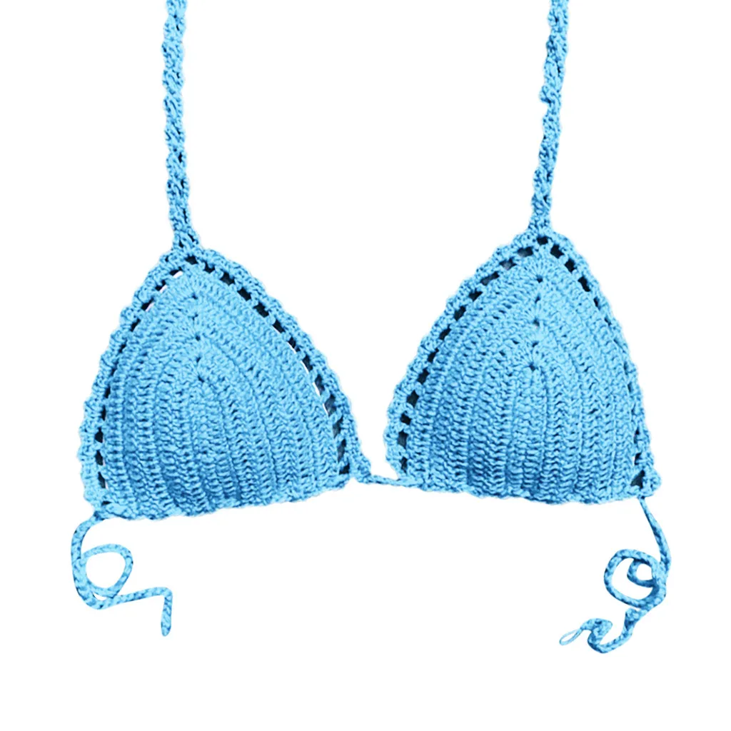 Мода Femme Maillot De Bain Femme вязанный крючком бикини Топ на шнуровке женский купальник топ на шнуровке бразильские сплошные бикини Mayo#30