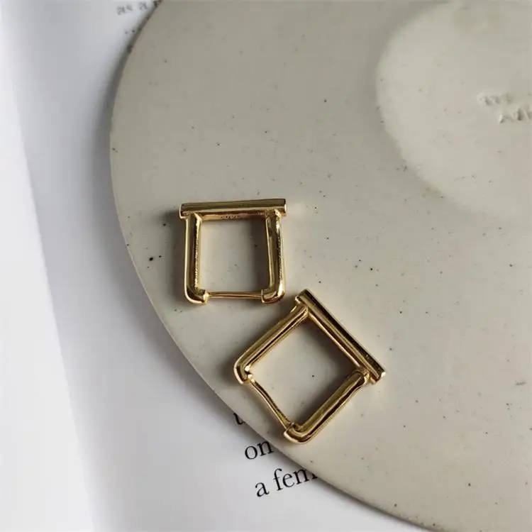 LouLeur 925 пробы серебряные ювелирные изделия корейские серьги-кольца модные квадратные геометрические РЕТРО серьги для женщин сережек - Gem Color: L2018GD00