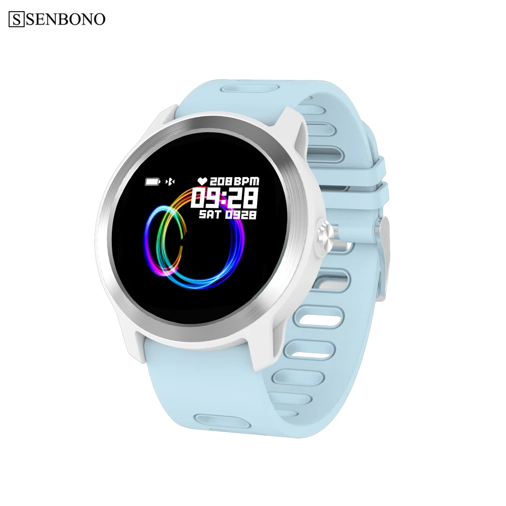 Blue Новинка, SENBONO S08 plus, женские/мужские Смарт часы, кровяное давление, пульсометр, IP68, водонепроницаемые Смарт-часы для Android IOS - Цвет: Blue