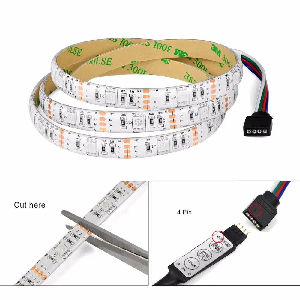 USB Светодиодная лента RGB 5050 водонепроницаемая Рождественская гирлянда 5 В для ТВ