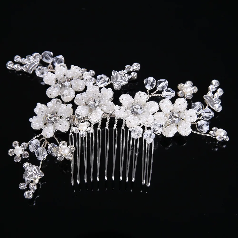 

New Luxury Heavy Handmade Pearl Flower Hair Combs Crystal Bridal Hair Jewelry Vintage Wedding Hair Accessories Bride Hairwear