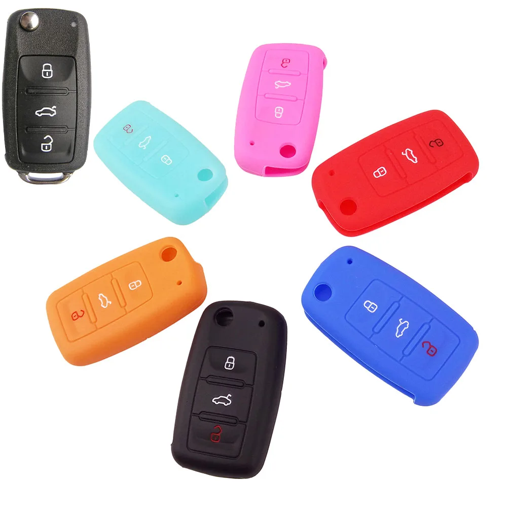 

Подходит для Vw Passat Polo Golf Touareg сидение Bora Ibiza Leon Skoda Octavia Fabia Superb 3 кнопки силиконовый чехол для ключа дистанционный чехол Fob