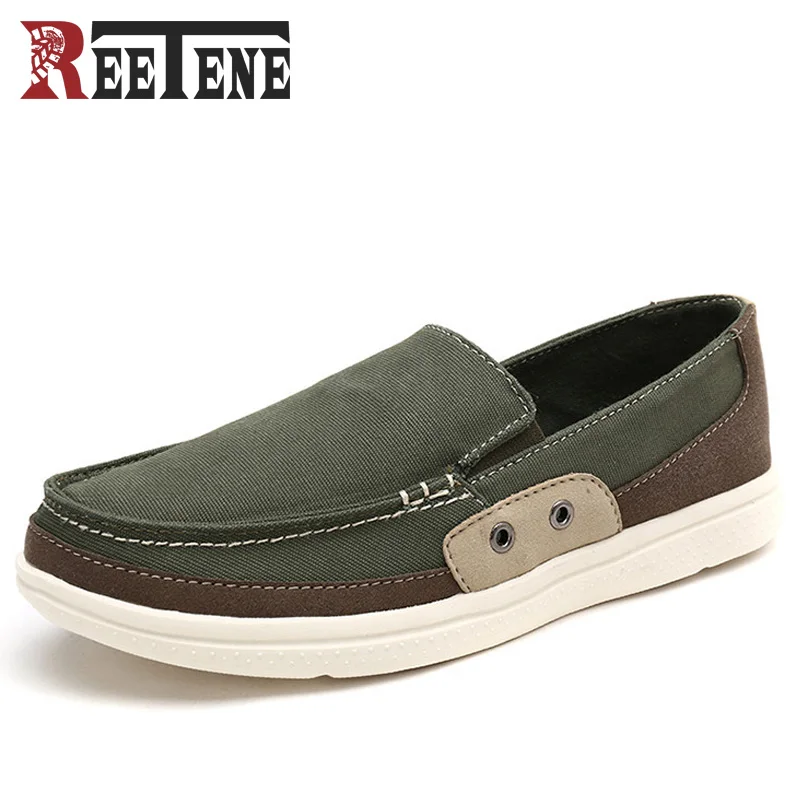 Reetene Большие размеры 47 48 Мужская парусиновая обувь дышащая легкая Slip-On