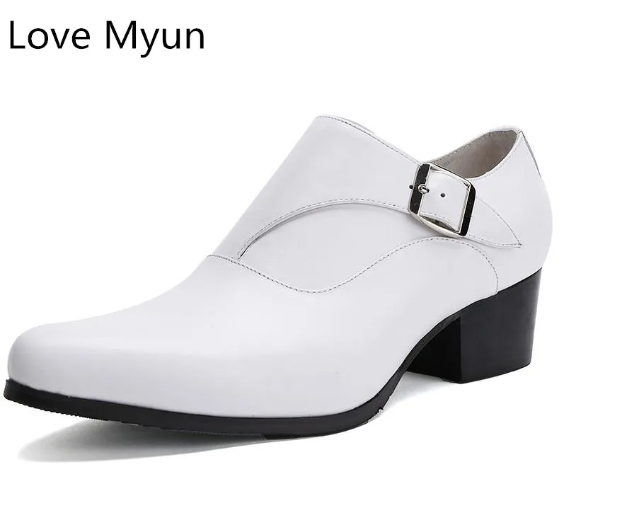 Новинка Мужские модельные туфли из натуральной кожи Модные свадебные на высоком