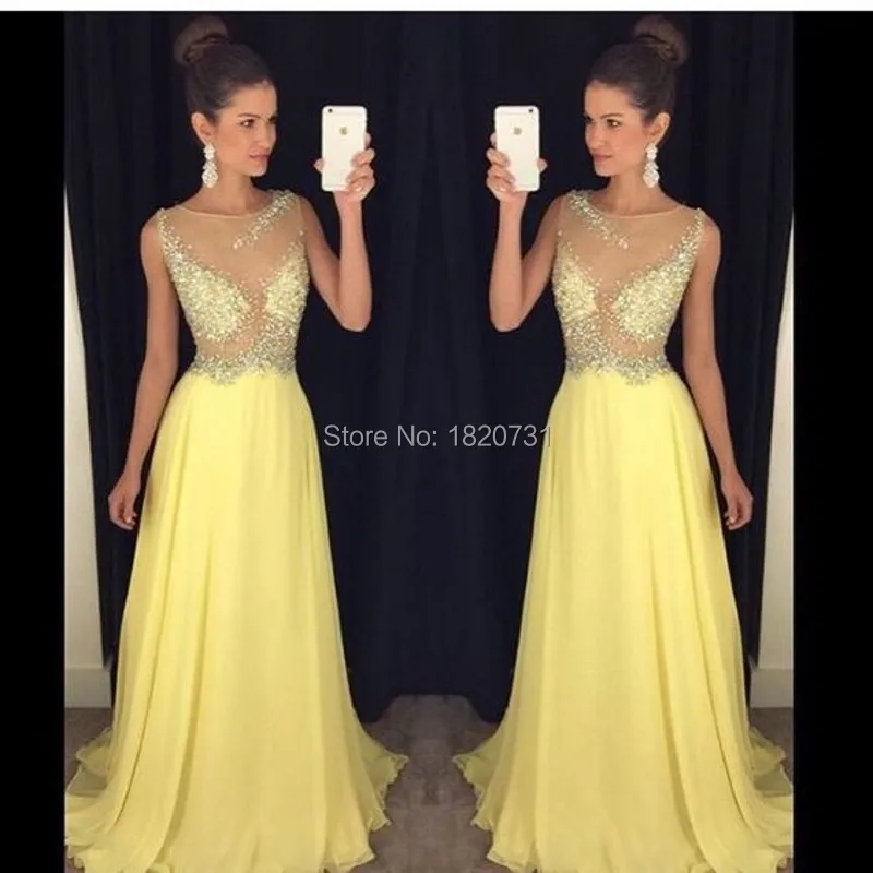Robe De Soiree 2020 Сексуальное желтое шифоновое длинное вечернее платье формальное
