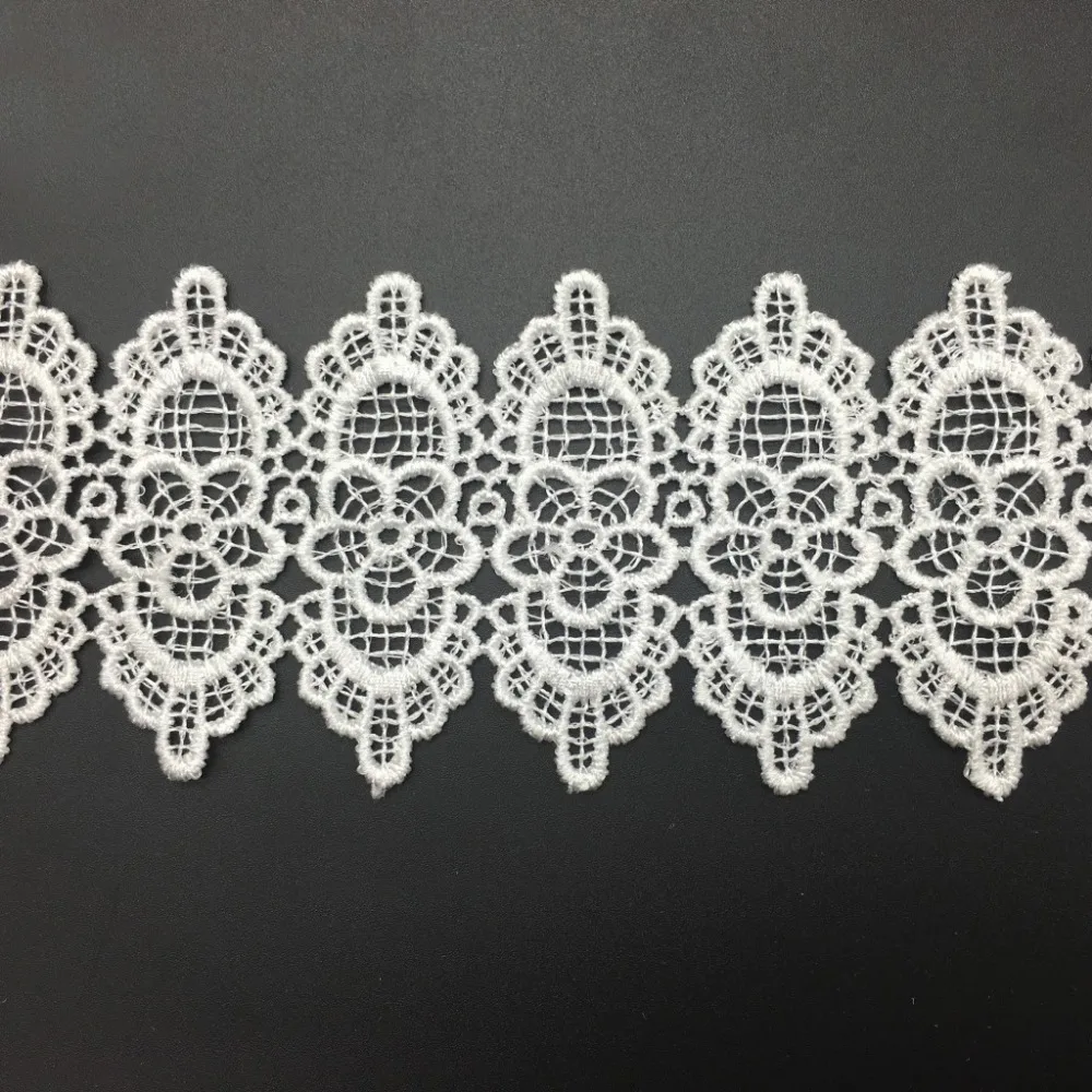 

15yards New Arrival 6.3cm White Black Embroidered Water Soluble Lace Trim Fabric DIY Garment Accessories Lace Trim Sewing Craft