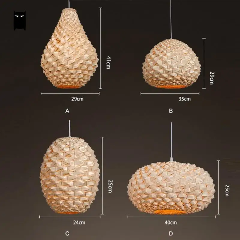 買取 手作りクラフト竹籐籐ランタンランプシェードペンダント照明器具アジア日本ランプabajour照明バーレストラン