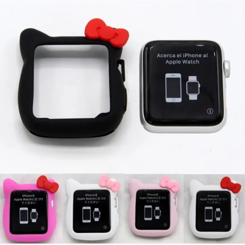 Милый мультяшный мягкий силиконовый защитный чехол HelloKitty для Apple Watch телефона