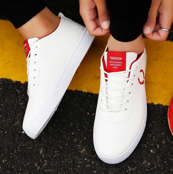 Мужские кроссовки на плоской подошве XEK черные или белые из искусственной кожи