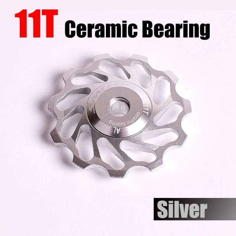 11T Silver 11 T MTB керамический подшипник опорный ролик шкив 13 T задний переключатель передач велосипедный шкив 4 мм 5 мм 6 мм велосипед направляющий шкив колеса - Цвет: 11T Silver