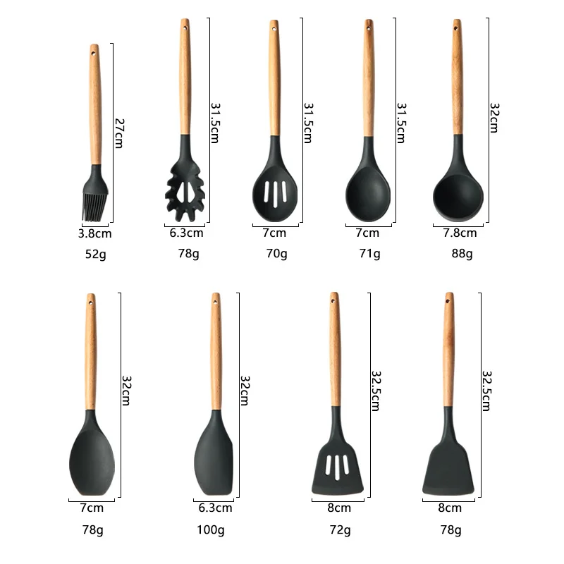 1 шт. кухонная утварь Пищевая силиконовая деревянная ручка посуда кухонные