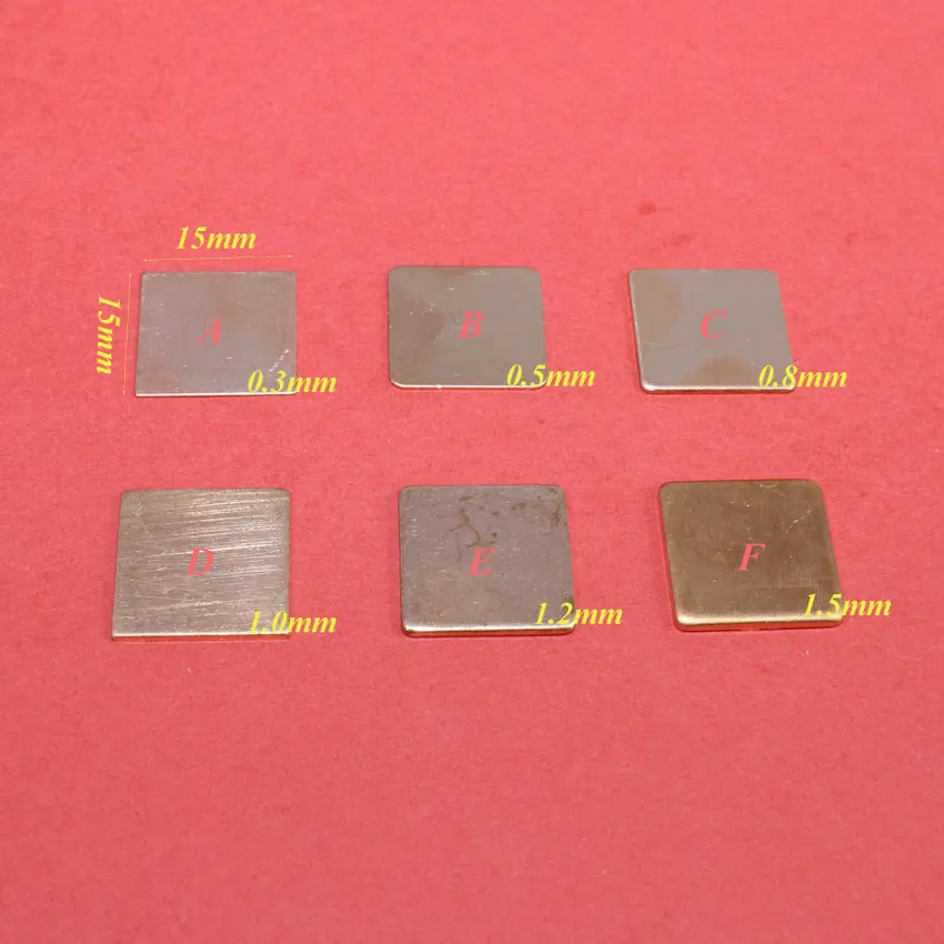 Теплоотвод ChengHaoRan 15x15x3/0 5/0 8/1 0/1 2/1 5 мм|sheets|sheet padsheet copper |