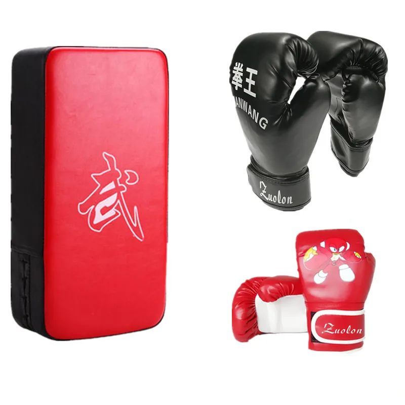 1 пара Мужские боксерские перчатки + кикбоксинг целевые подушечки Детские Муай