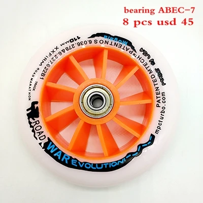 Скоростные колеса для роликовых коньков 110 мм подшипник ABEC-7 - Цвет: wheel 8 pcs