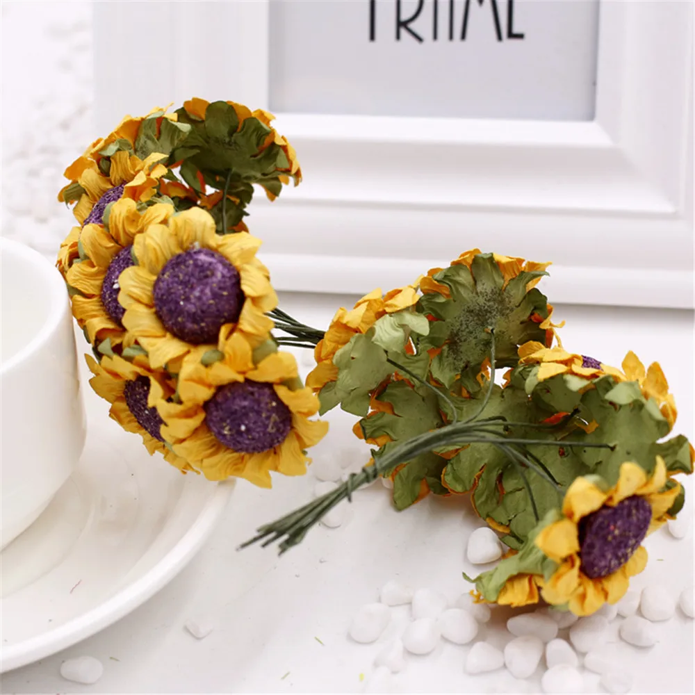 Новый 10 шт 3 5 см Искусственный декор в виде головки подсолнечника DIY декоративный