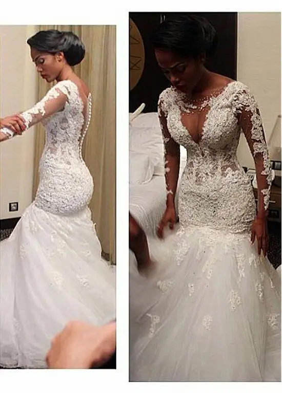 Vestido De Noiva мусульманское свадебное платье Русалка прозрачная ткань с аппликацией и стразами Бохо Дубай арабское свадебное платье невесты