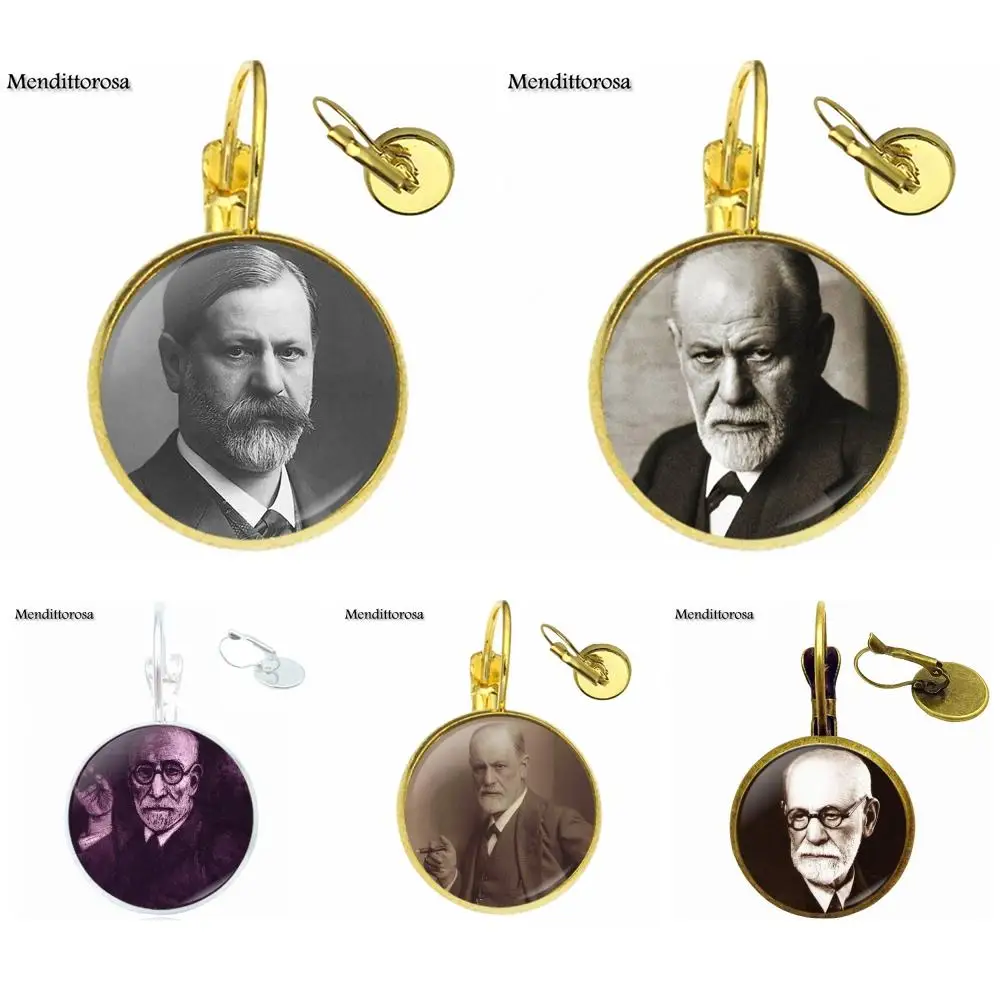 Стеклянный кабошон Sigmund Freud с бронзовым/серебряным/золотым зажимом