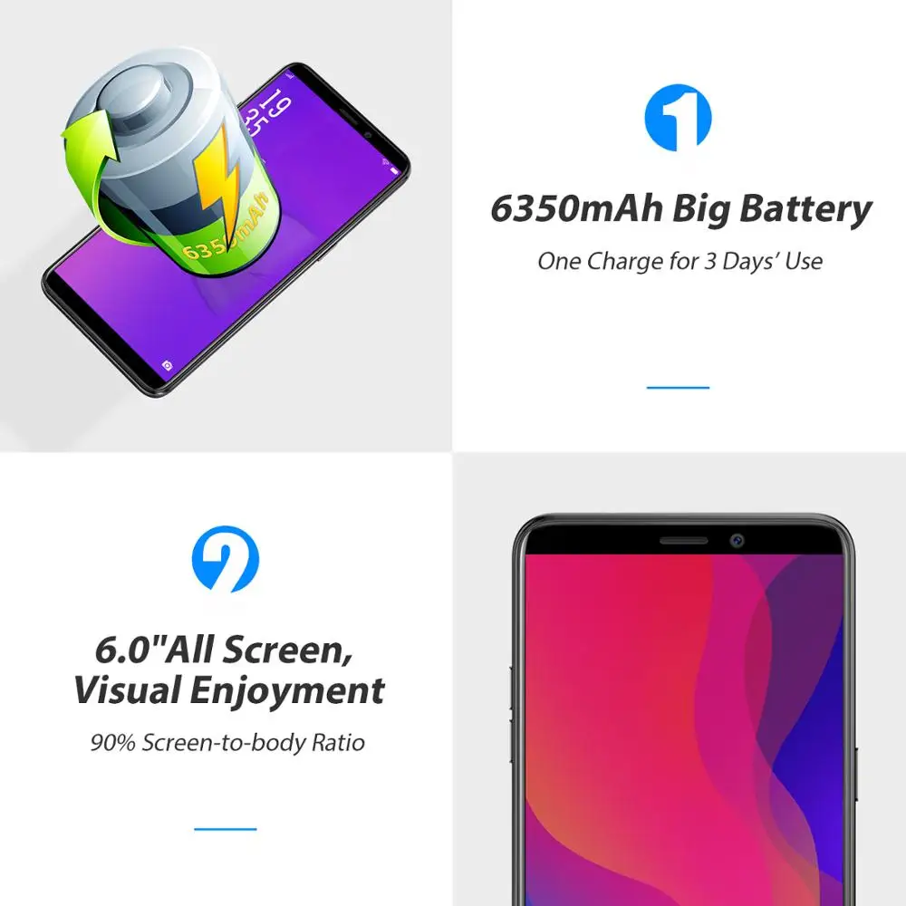 Vernee X2 мобильный телефон 3 Гб ОЗУ 32 ПЗУ экран 6350 дюйма 6 0 мАч|Смартфоны| |