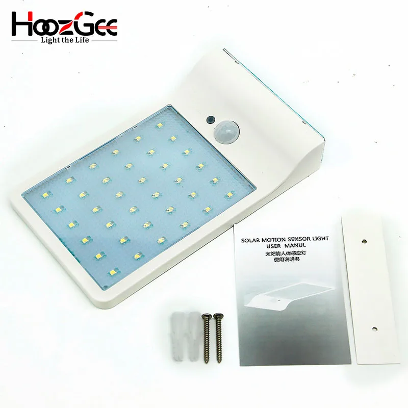 HoozGee Солнечный уличный светильник s Открытый сад 450LM 36 светодиодный PIR датчик движения светильник лампа безопасности водонепроницаемое Освещение стен