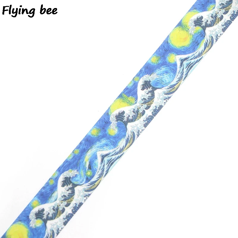 Flyingbee 15 мм X 5 м звездное небо бумага васи клейкая лента Kanagawa волна крутая клейкая лента DIY Скрапбукинг наклейка этикетка маскирующая лента X0268