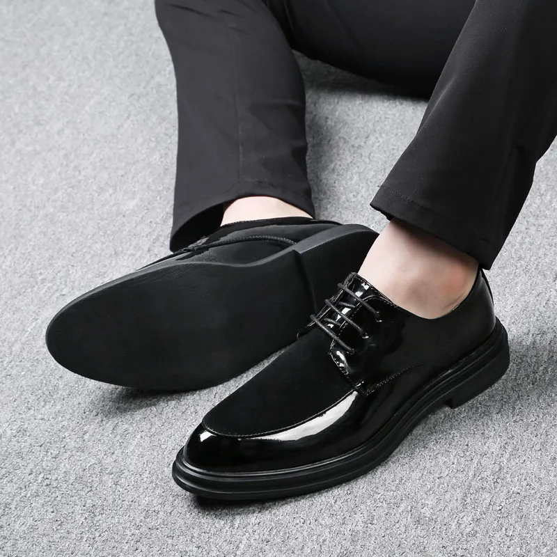 Новинка; мужские качественные туфли из лакированной кожи; Zapatos de hombre; черные кожаные мягкие Мужские модельные туфли; M487