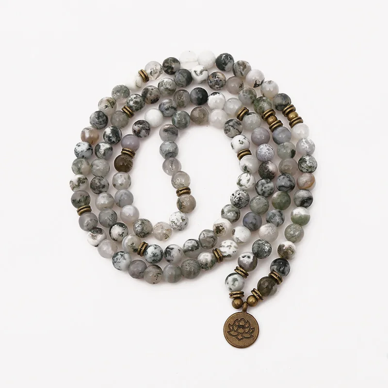 Модный новый браслет с камнем коры 108 бусины Будды подвеской в виде глаза