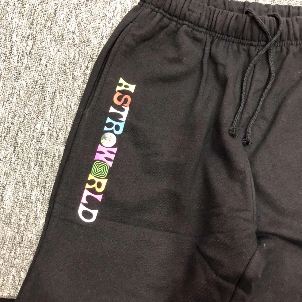 

TOP Best Quality TRAVIS SCOTT ASTROWORLD Letter Printed Women Men Jogging Pants Hip hop Streetwear Cotton Sweatpants Cotton S-XL