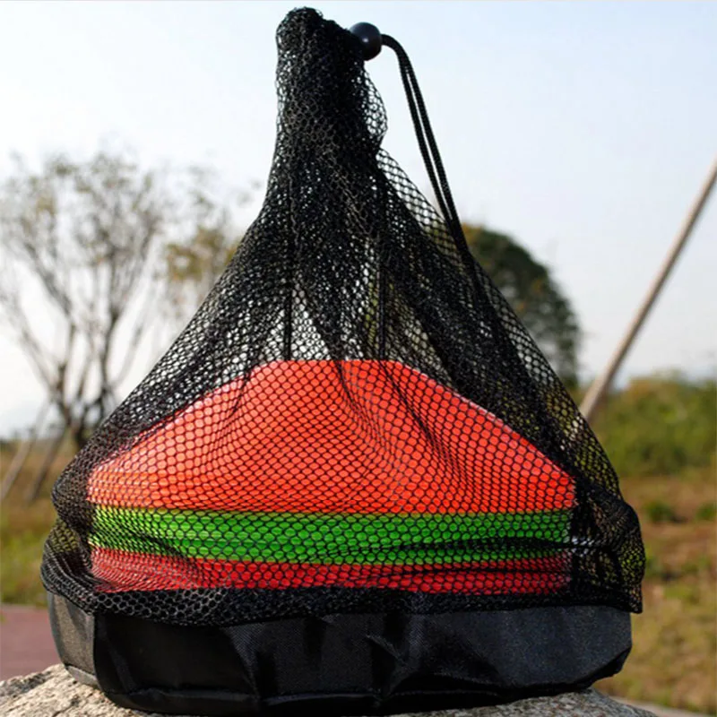 

10PCS Mesh Net Training Football Marker Net Sporting Portable Nylon Net Soccer Training Cones Marker Discs Carrying Mesh Net