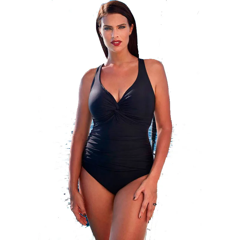 L 3XL плюс размер Цельный купальник 2017 с геометрическим принтом красивый большой