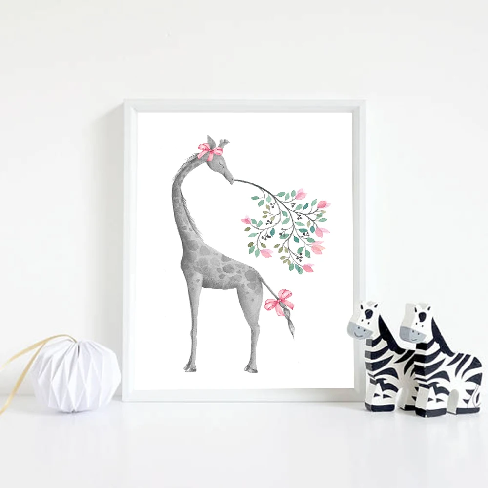 Gohipang скандинавский стиль мультяшный жираф слон животное холст постер