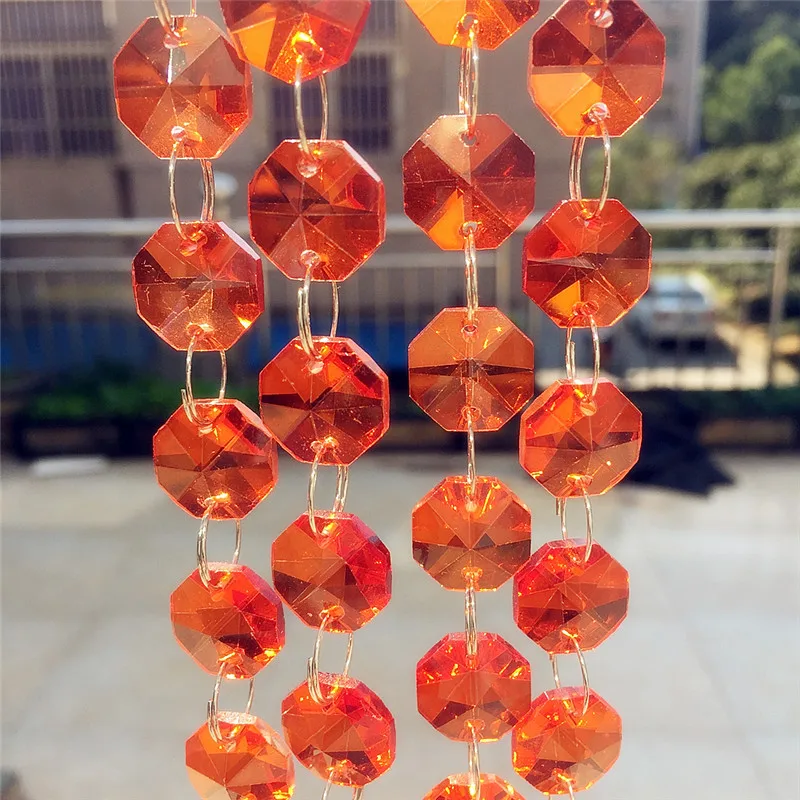 14 мм 10 м оранжево красные Восьмиугольные Хрустальные Бусины нитка линия цепочка