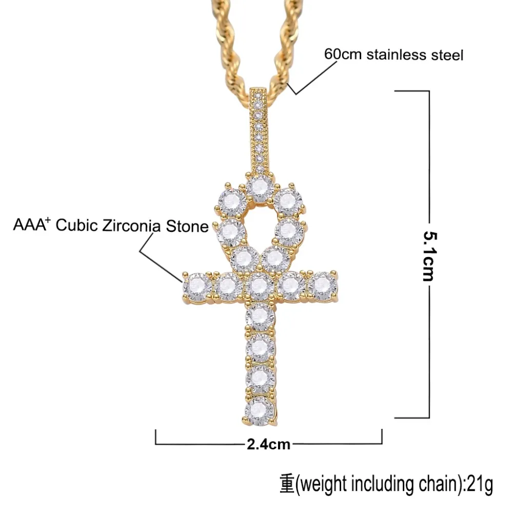 Кулон на ногу TOPHIPHOP со сверкающим цирконом крест под золото серебро медь кулон в