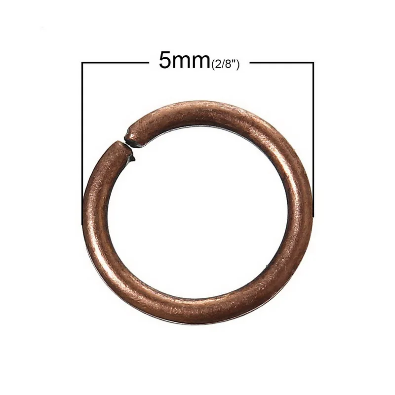 Открытые Кольца из сплава круглые античные медные диаметр 5 мм (2/8 дюйма) 550