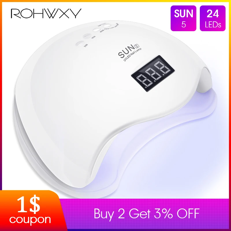 ROHWXY SUN 5 Сушилка для ногтей лампа Светодиодный УФ 48 Вт автоматический датчик ЖК