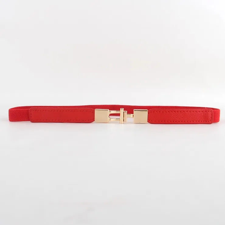 red color Красный тонкий пояс женский эластичный пояс черный модное платье пояс с украшением белый маленький пояс милый дизайн подарок для девочек - Цвет: red color